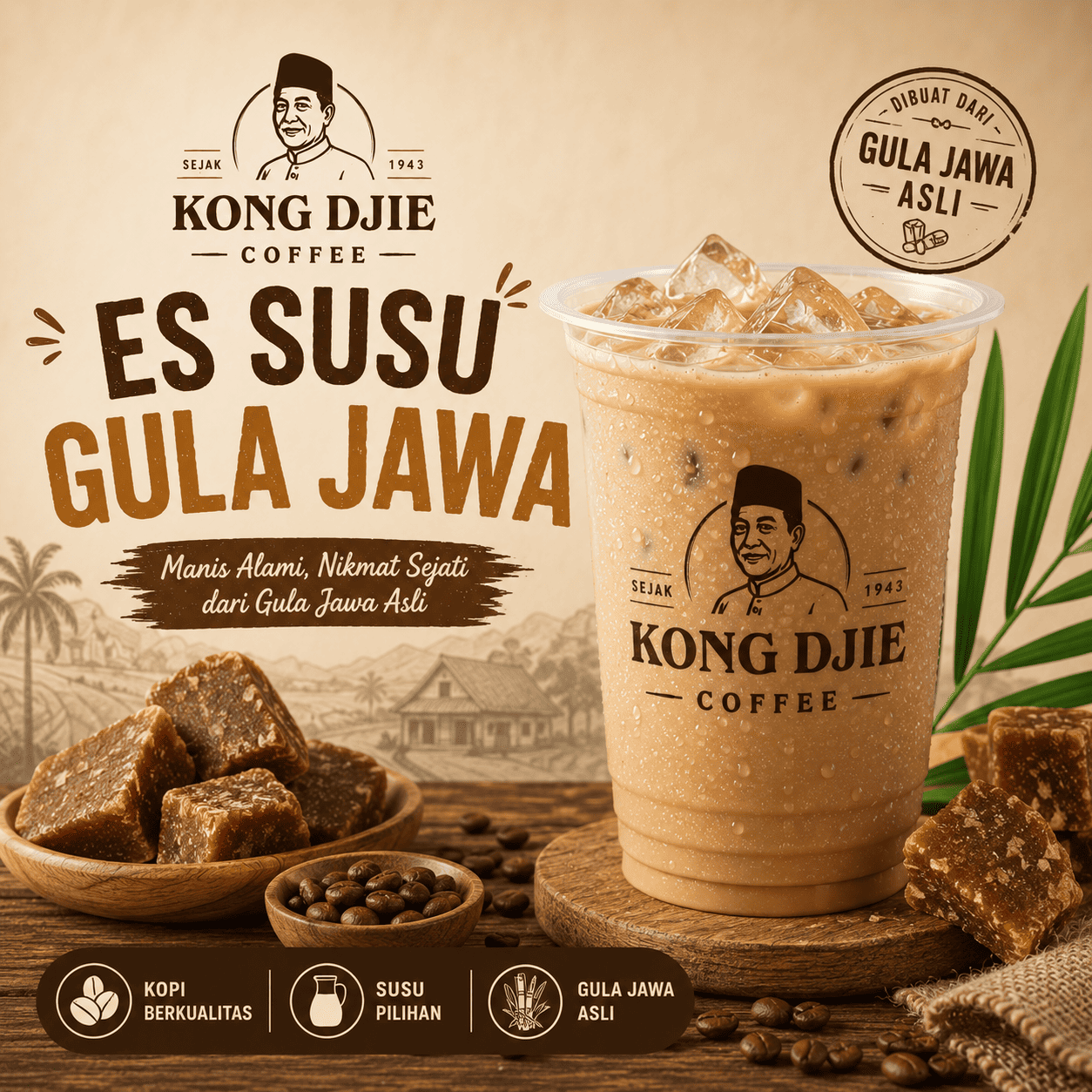 Es Susu Gula Jawa Kedai Kopi Kong Djie